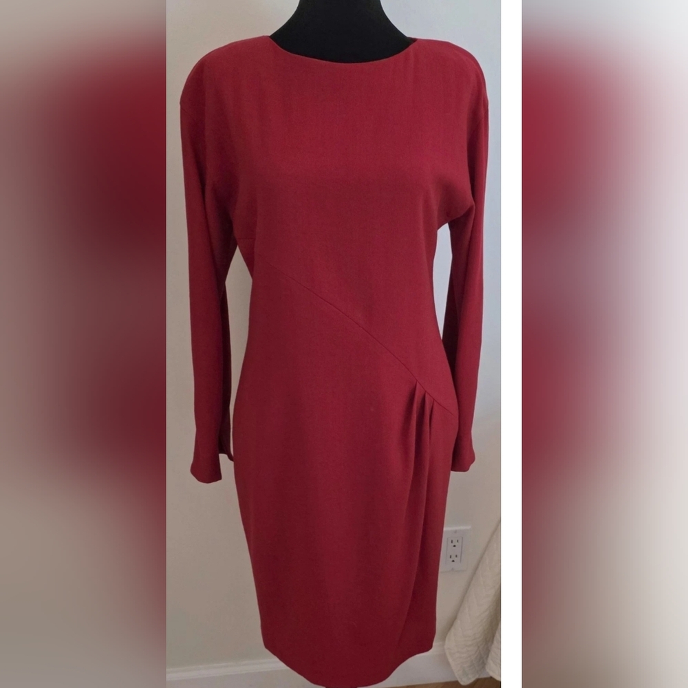 Ellen Tracy Linda Allard Fitted Lined Red Wool Sheath Sz 4 Vintage